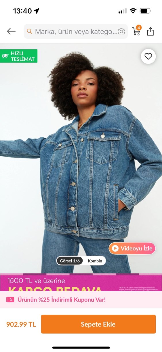 Trendyolmilla Düğmeli Mavi Denim Kadın Ceket - Görsel 4