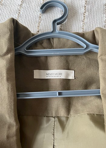 Haki Tek Düğmeli Kadın Keten Blazer Ceket - Görsel 3