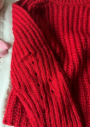 LTB Kırmızı Örgü Kadın Kazak - Görsel 4