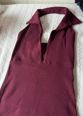 Trendyol Bordo Yarım Fermuarlı Kadın Elbise - Görsel 2