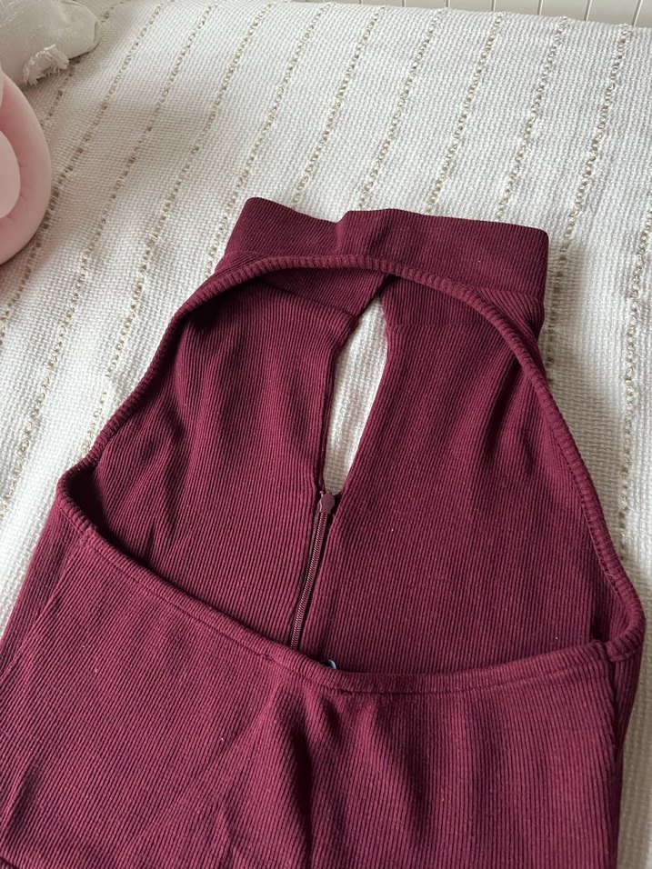 Trendyol Bordo Yarım Fermuarlı Kadın Elbise - Görsel 3