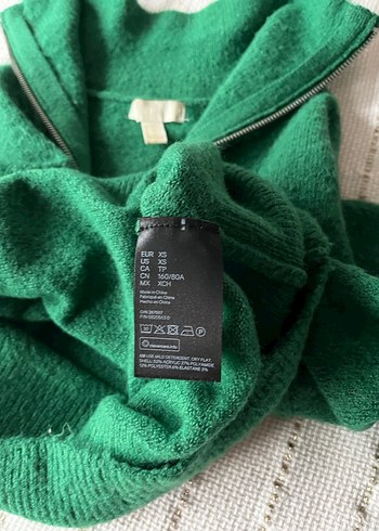 H&M Fermuarlı Yeşil Yünlü Kadın Kazak - Görsel 4