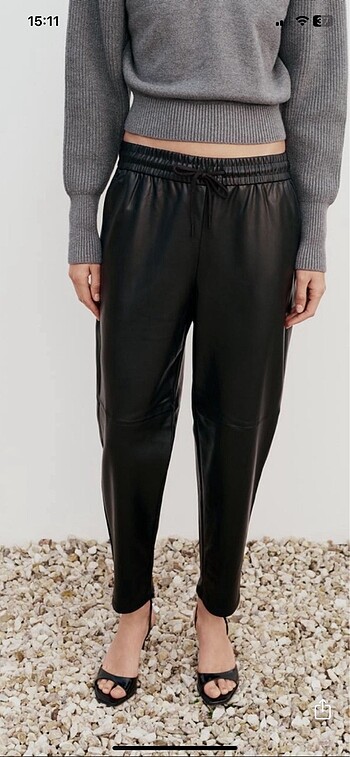 Zara suni deri pantolon