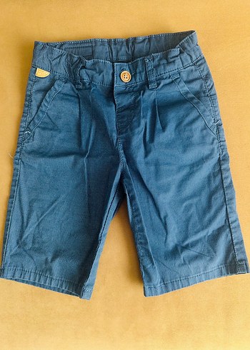 Erkek Mavi Denim Düğmeli Şort