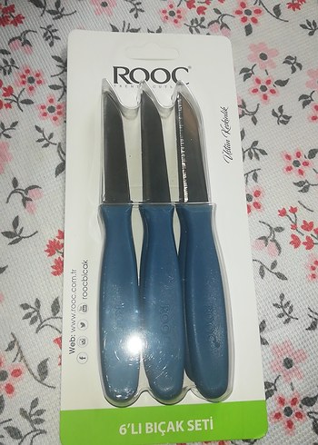 Mavi Saplı 6'lı Bıçak Seti rooc meyve bıçağı - Görsel 3