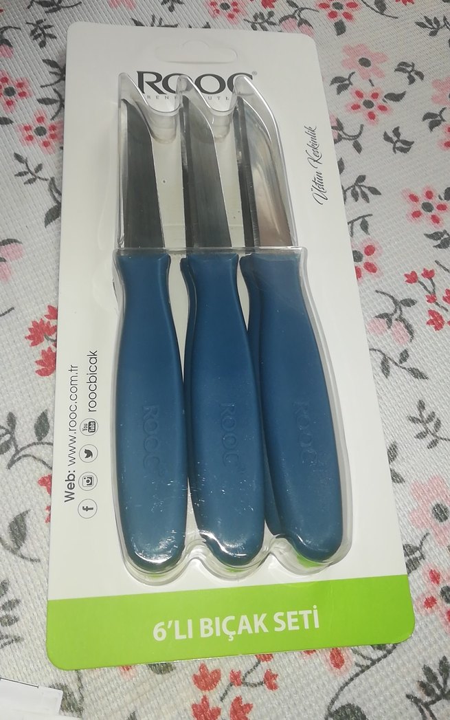 Mavi Saplı 6'lı Bıçak Seti rooc meyve bıçağı - Görsel 2