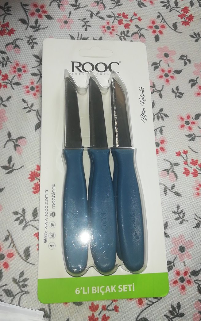 Mavi Saplı 6'lı Bıçak Seti rooc meyve bıçağı - Görsel 3