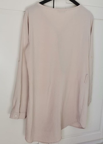 Bej Uzun Kollu Kadın Keten Bluz - Görsel 2