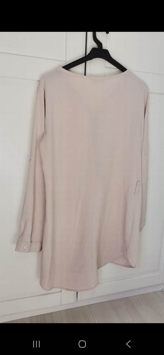 Bej Uzun Kollu Kadın Keten Bluz - Görsel 2