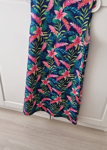 Renkli Desenli Kolsuz Mini Bohem Elbise - Görsel 2