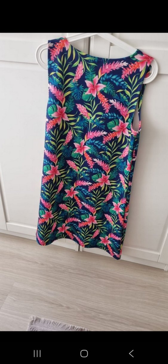 Renkli Desenli Kolsuz Mini Bohem Elbise - Görsel 2