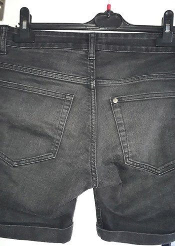 30 Beden Siyah Kemerli Kısa Kot Şort Skinny fit sports Cn170/76A 30