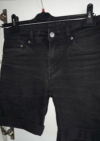 Siyah Kemerli Kısa Kot Şort Skinny fit sports Cn170/76A 30