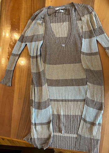 Zara marka uzun hırka ve askılı bluz - Görsel 5