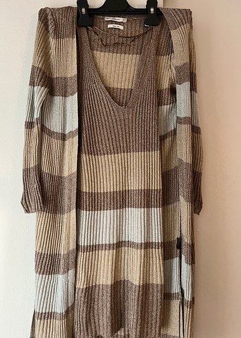 Zara marka uzun hırka ve askılı bluz - Görsel 3