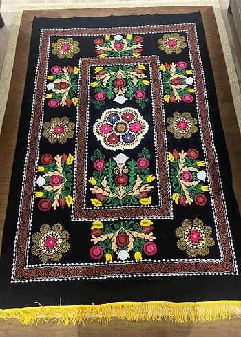 Özbekistan geleneksel suzani tarzı dekoratif parça - Görsel 4