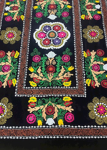 Özbekistan geleneksel suzani tarzı dekoratif parça - Görsel 2