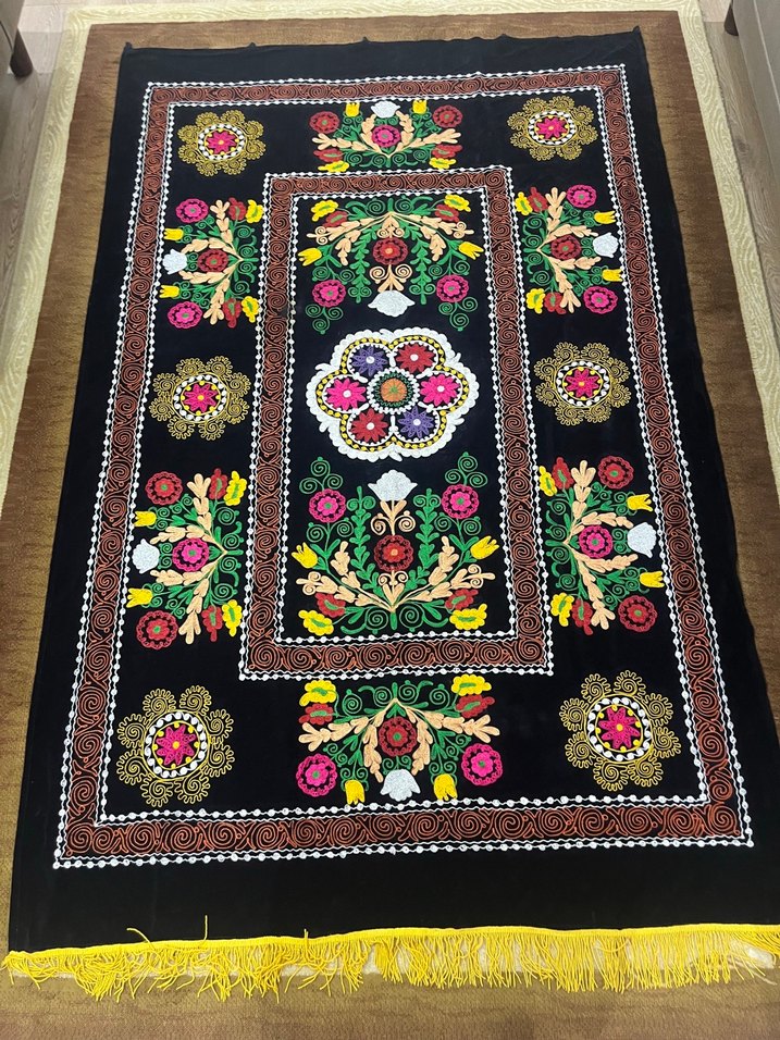 Özbekistan geleneksel suzani tarzı dekoratif parça - Görsel 3