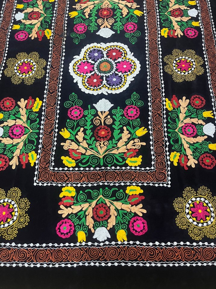 Özbekistan geleneksel suzani tarzı dekoratif parça - Görsel 2
