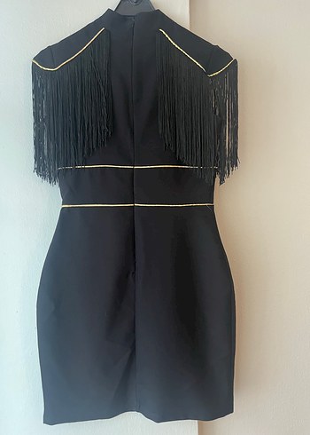 Siyah Püsküllü  Abiye Elbise - Görsel 2