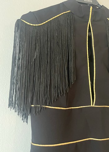 Siyah Püsküllü  Abiye Elbise - Görsel 3