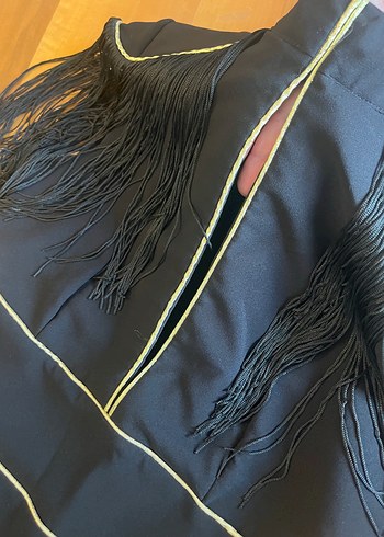 Siyah Püsküllü  Abiye Elbise - Görsel 6