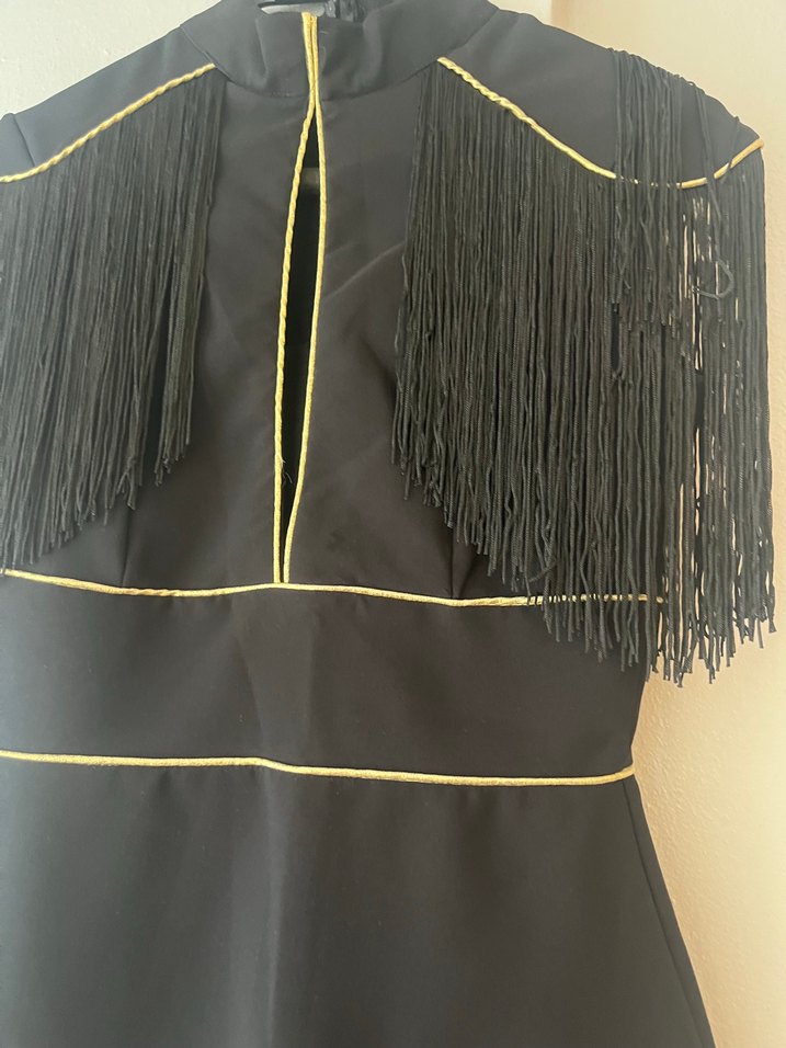 Siyah Püsküllü  Abiye Elbise - Görsel 4