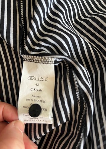 Adil ışık marka Düğmeli Çizgili Siyah beyaz Kolsuz Kadın Gömlek - Görsel 7