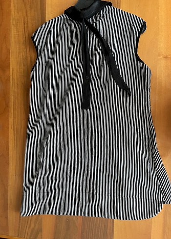 Adil ışık marka Düğmeli Çizgili Siyah beyaz Kolsuz Kadın Gömlek - Görsel 6