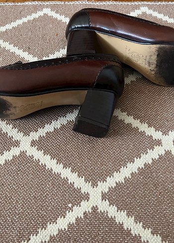 Kahverengi Deri Klasik Kadın Topuklu Ayakkabı - Görsel 7