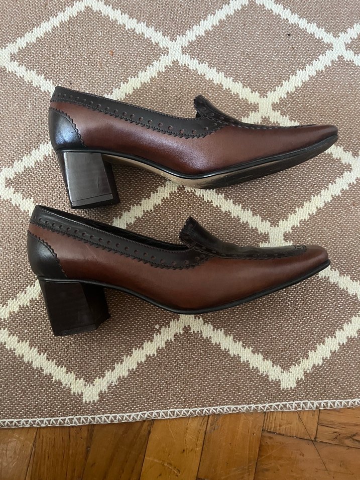 Kahverengi Deri Klasik Kadın Topuklu Ayakkabı - Görsel 2