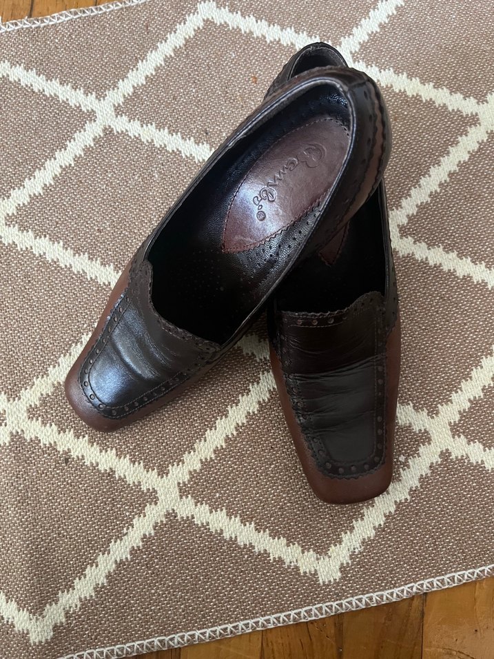 Kahverengi Deri Klasik Kadın Topuklu Ayakkabı - Görsel 4