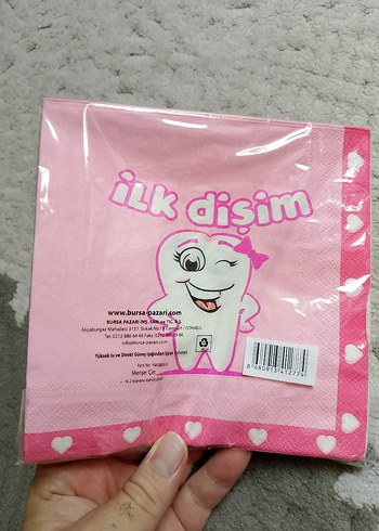  Pembe İlk Dişim Parti Peçetesi