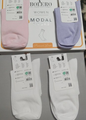 Bolero Kadın Modal Çorap Seti, Nakışlı, Pastel Renkler - Görsel 2