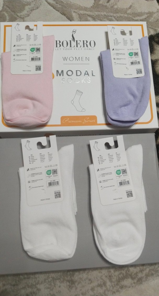 Bolero Kadın Modal Çorap Seti, Nakışlı, Pastel Renkler - Görsel 2