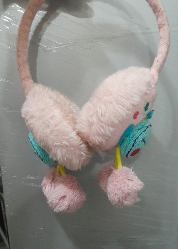 Pembe Nakışlı Kürklü Kulaklık