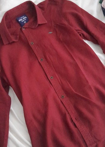 Bordo Erkek Keten Gömlek - Görsel 2