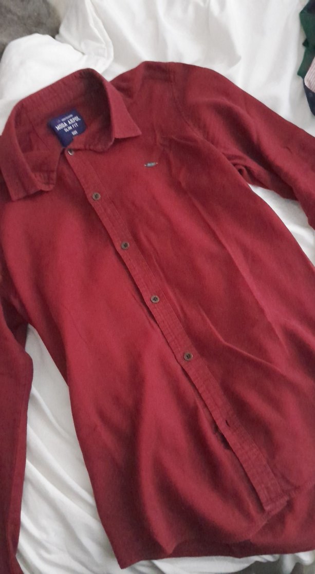 Bordo Erkek Keten Gömlek - Görsel 2