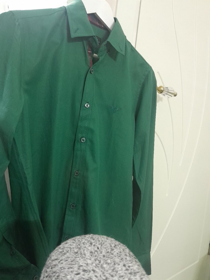 Düğmeli Yeşil Uzun Kollu Erkek Gömlek tudors marka - Görsel 2