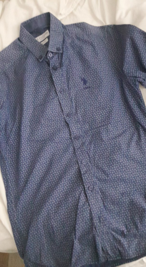 Düğmeli Mavi Erkek Gömlek - Görsel 3