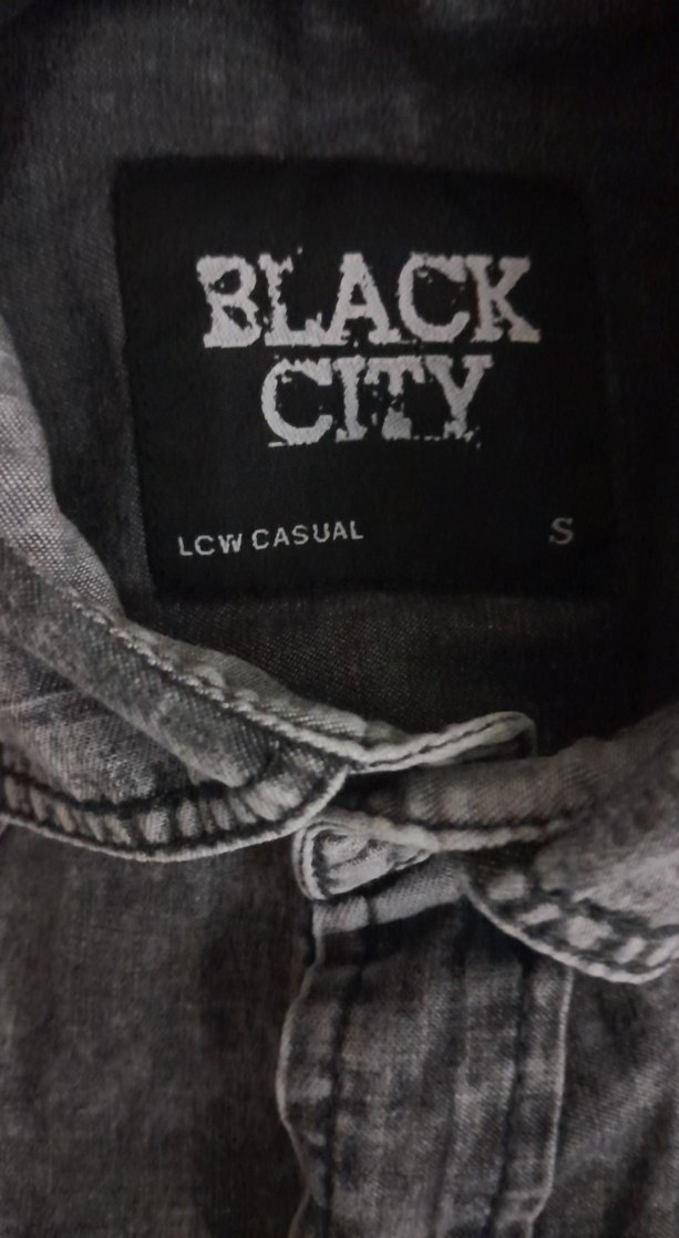 Gri Denim Kısa Kollu Düğmeli Erkek Gömlek - Görsel 2