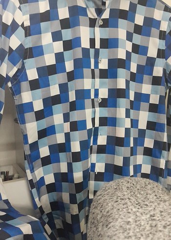 Mavi Kareli Uzun Kollu Erkek Gömlek - Görsel 2
