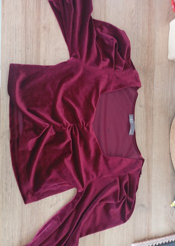 Bordo V Yaka Uzun Kollu Kadın Bluz