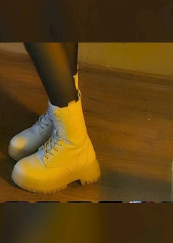 Beyaz Kadın Topuklu Street Style Bot Lumberjack - Görsel 2