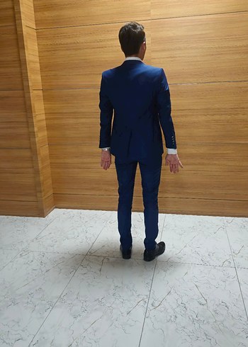 Açık Mavi Erkek takım elbise parlament lacivert takım elbise - Görsel 3