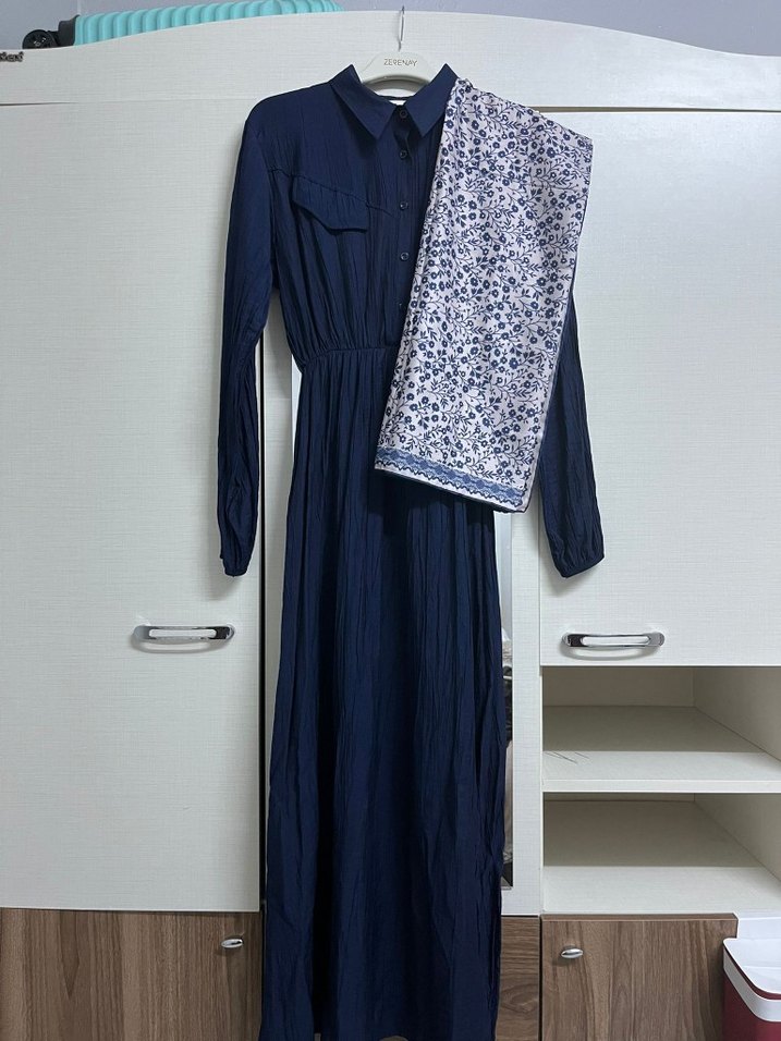 Lacivert Kadın Uzun Elbise - Görsel 3