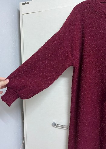 Bordo Kadın Uzun Triko Elbise - Görsel 4