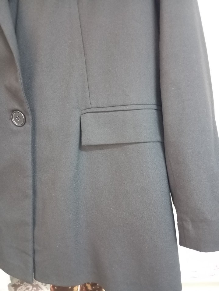 Düğmeli Siyah Kadın Blazer Ceket - Görsel 5