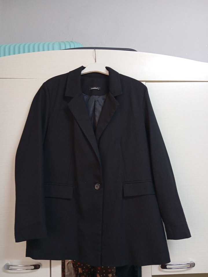 Düğmeli Siyah Kadın Blazer Ceket - Görsel 2