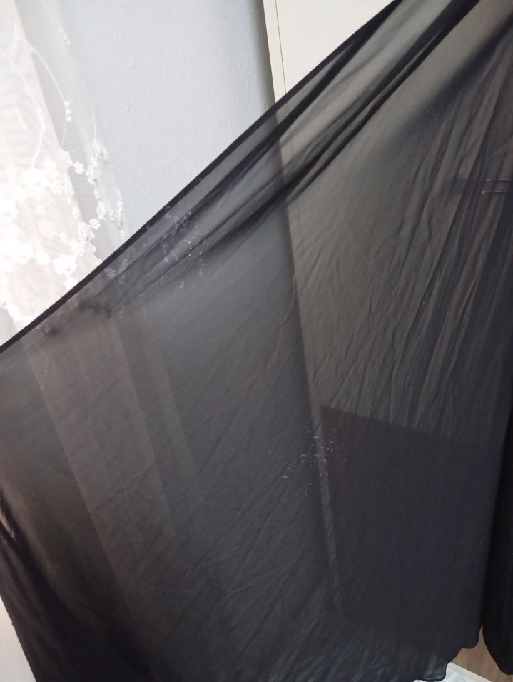 Uzun Siyah V Yaka Drapeli Abiye Elbise - Görsel 3